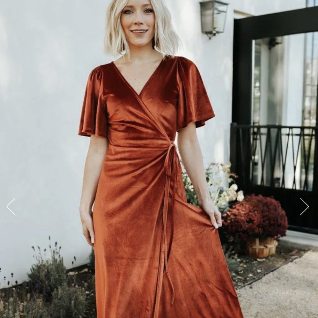 Baltic Born Suade Maxi Wrap Dress In Rust In Size 1xl